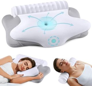 Cervical Neck Pillow and Roll Neck Pillow - 2 in 1 Detachable Ergonomic Pillow for Neck Pain Relief, Neck Support Pillows for Sleeping, Memory Foam Pillow for Side, Back & Stomach Sleepers (White)