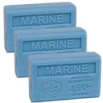 Maison du Savon de Marseille - French Soap made with Organic Shea Butter - Moisturizing for Soft Skin - Scent of The Sea - 125 Gram Bars - Set of 3