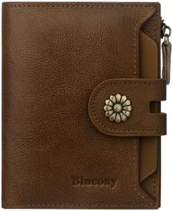 Blucoay Wallet Women,RFID Blocking Womens Wallet,Leather Bifold Compact Small Wallet for Women Card Holder with Zip Coin Pocket(apricotbrown)