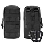 2 Pack Molle Pouches, Utility Pouch Small Water-Resistant Tactical Compact EDC for Tactical Military Backpack (2 Pack Black)