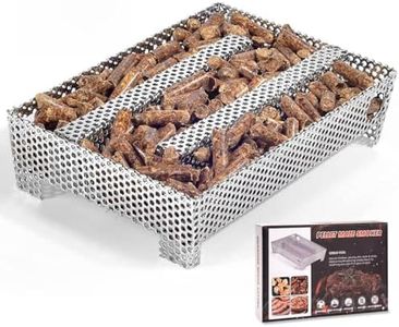 Buzzlett 12 Hours Pellet Maze Smoker Tray, Perfect for Hot or Cold Meat, Cheese, Fish and Pork Smoking, 5" x 8"