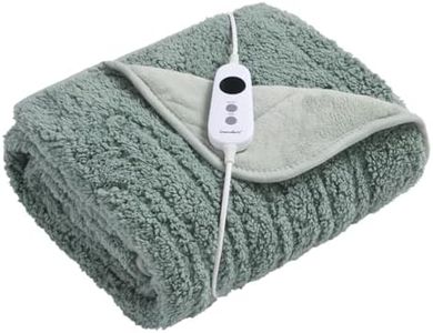 Dreamaker Reversible & Coral Fleece Heated Throw Double-sided Overheat Protection Design Energy Efficient Detachable Controller w/Auto-off 9 Heat Settings LCD Display - 160x130cm (Olive & Sage)