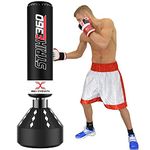 MaxStrength 6FT Free Standing Boxing Punch Bag kickboxing Training Heavy punching MMA Martial Arts with Strong Suction Base Dummy Equipment (Black/White Strike 360)