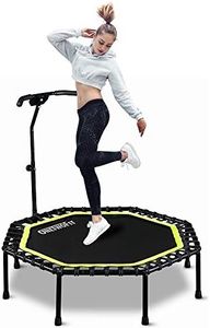 ONETWOFIT 51" Silent Trampoline with Adjustable Handle Bar, Fitness Trampoline Bungee Rebounder Jumping Cardio Trainer Workout for Adults OT105