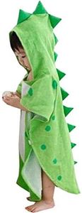 Alltops Kids Cotton Hooded Towel Cartoon Unicorn Dinosaur Bathrobe Bath Poncho Towel for Boys Girls, 0-4 years, Green Dinosaur