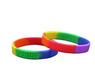 Fundraising For A Cause Rainbow Pride Flag Silicone Awareness Bracelets - Rubber Bracelet - LGBTQ Awareness Accessories - Wristbands and Jewelry - Gay Support for Men and Women, 2 Pieces, Silicone