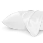 Bedsure White Pillow Case Queen Size 2 Pack-Satin Pillowcase for Hair and Skin 20x30 Inches Silky Pillow Cases with Envelope Closure