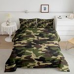 Camouflage Comforter Set Camo Comforter for Kids Teens Military Style Bedding Set Camouflage Print Green Brown Duvet Set Room Decor 2Pcs with 1 Pillow Case Twin Size