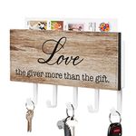 Love The Giver More Than The Gift Key Holder Bible Verse Wall Mount Key Rack Self Adhesive Key Hanging Rack Classic Mail Basket Home Decor for Mudroom Entryway Office Kitchen 7x4 inch