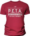 PETA - People Eating Tasty Animals - Funny Hunting Vegan Shirt for Men, Red, Medium