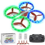 Mini Drone for Beginners with LED Light, RC Quadcopter with 3D Flips, Propeller Full Protect, RC Drone Indoor with Various Speed Mode, One Key Start/Land, Headless Mode, 2 Batteries