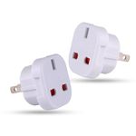 Pack of 2 UK to US Plug Adaptor Type G to Type A and B from UK to USA, Canada, Australia, Jamaica, Barbados, Mexico, Thailand, China, Japan and more 3 pin to 2 Pin American Travel Adapter Plugs