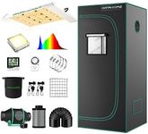 MARS HYDRO 2x2 Grow Tent Kit for New Grower TS600 LED Grow Light Full Spectrum Indoor Grow Kit 24"x24"x55" Hydroponics Grow Tent 1680D Canvas with 4” Ventilation System