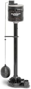 Superior Pump 92333 1/3 HP Thermoplastic Pedestal Sump Pump , Black