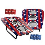 Franklin Sports Bean Bag Toss Yard Game ‚ 3 Hole Cornhole Board Set ‚ Red, White, and Blue ‚ with 6 Bean Bags