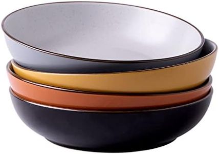 AmorArc 8.5'' Stoneware Pasta Bowls, 32oz Large Speckled Bowls Set of 4 for Kitchen, Wide Bowls for Pasta,Salad,Oatmeal, Microwave&Dishwasher Safe, Mullti-color