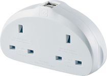 Go Travel Duo Earthed Twin UK to USA Compact American Adaptor including Twin USB (Adapter Ref 630)