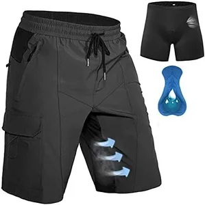 Hiauspor Men's Padded Mountain Bike Shorts MTB Loose Fit Quick Dry Cycling Shorts Biking for Men with 5 Pockets(Black,XX-Large)