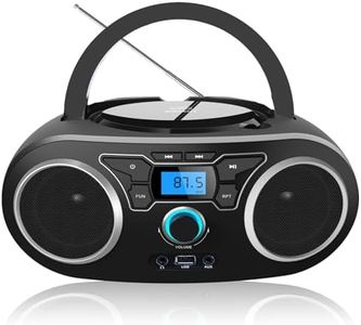 Portable CD Boombox with Bluetooth, FM Stereo Radio, USB Port, CD-R/CD-RW/MP3-CD Compatible, AUX Input, Headphone Jack, Programmable CD Player