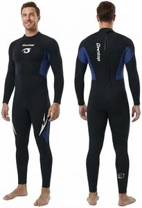 Owntop Wetsuit 5mm Neoprene Diving Suit for Mens Womens - Thicken Full Wet Suit, Back Zip Long Sleeve UPF50+ Keep Warm Swimwear for Scuba Surfing Swimming Diving Snorkeling Water Sports, Blue L