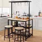 Amyove 42" Large Kitchen Island Bakers Rack Microwave Oven Stand Kitchen Shelf with 3 Tier Storage, Metal Coffee Bar Table,Kitchen Storage Shelf for Dining Living Room, 5 Hooks, 42"*28"*72"