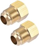 sourcing map Brass Pipe Fitting, 5/8 SAE Flare Male 1/2 SAE Female Thread, Tube Adapter Connector, for Air Conditioner Refrigeration, 2Pcs