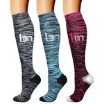 CHARMKING Compression Socks (3 Pairs) 15-20 mmHg is Best Athletic & Medical for Men & Women, Running, Flight, Travel, Nurses, Edema - Boost Performance, Blood Circulation & Recovery (L/XL,Assorted 26)