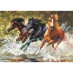 YEESAM ART New Paint by Numbers for Adults Children - Three Galloping Horse 16 * 20 inches Linen Canvas - DIY Digital Painting by Numbers Kits on Canvas