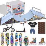 Bcy Hohipi Finger Skateboard Ramp Set, Fingerboard Skate Park Kit With Rail Scooter Bike Clothes & 6 Fingerboards Toys Christmas Birthday Gift-Multicolor Kids