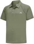 MOHEEN Men's Short Sleeve Polo Shirt Lightweight Moisture Wicking Performance Golf Shirts Solid Color, 12174# Olive Gray, 4X-Large