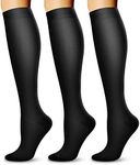 Compression Socks (3 Pairs), 15-20 mmHg is Best Athletic & Medical for Men & Women, Running, Flight, Travel, Nurses, Pregnant - Boost Performance, Blood Circulation & Recovery (L/XL, 3 Black)