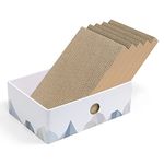 Conlun Cat Scratcher Box with Cat Scratching Pad, Cardboard Lounger Heavy-Duty Double-Sided Cardboard Cat Scratcher, Cat Bed for Indoor Cats Interactive Hole Design, White Medium-5 Pack