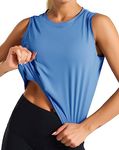 Dragon Fit Athletic Tank Tops for Women Sleeveless Workout Cool T-Shirt Running Short Tank Crop Tops Sea Blue