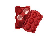 Rival and Revel R|R Rocks - 6 Ball Tray - R|R Rocks - Golf Ball Ice Maker, Red, 6.75" x 4.5" x 2"