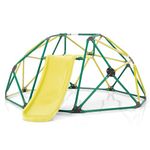 COSTWAY 8FT Dome Climber, Toddler Climbing Frame Monkey Bar Jungle Gym with Fabric Cushion, Indoor Outdoor Play Equipment for Kids 3-12 Years Old (Yellow+Green)