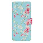 32nd Floral Series 2.0 - Design PU Leather Book Wallet Case Cover for Motorola Moto G22, Designer Flower Pattern Wallet Style Flip Case With Card Slots - Spring Blue