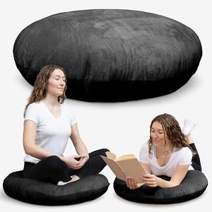 Cheer Collection Extra Large Floor Pillow, 32" Round Meditation Cushion, Oversized Yoga Pillow & Floor Cushions for Adults, Floor Pillows for Sitting, Meditation, and Seat Cushion- Black