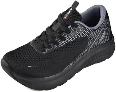 JACKSHIBO Wide Toe Box Shoes Women Arch Support Wide Sneakers for Running Walking Athletic Tennis Orthopedic Plantar Fasciitis Workout with Thick Cushion Zero Drop Sole Width Shoes, Black, 8.5 Wide