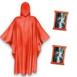 Disposable Rain Ponchos for Adult, 2 Pack Rain Ponchos with Drawstring Hood, Emergency Rain Ponchos for Women and Men, Thicker Material, Waterproof, Red