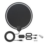 DollaTek Digital TV Antenna 100 Miles Amplifier Signal Booster Indoor Long Range HDTV Support 4K 1080P UHF VHF Local Channels with Cable - Black
