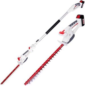 NETTA Cordless 2-in-1 Telescopic & Handheld Hedge Trimmer Cutter - 20V MAX, Battery & Charger Included, 2.5m Long Reach Pole Tree Cutter