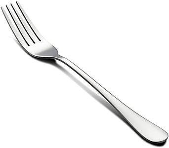 LIANYU Dinner Forks Set of 12, 8 Inches Large Stainless Steel Silver Forks, Metal Silverware Flatware Cutlery Set, Mirror Finish & Dishwasher Safe