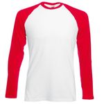 Fruit of the Loom Mens Long Sleeve Baseball T-Shirt (3XL) (White/Red)