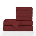 BASIC CHOICE Standard 100 by Oeko-Tex, Luxury Soft 2000 Series Bed Linen Set, Burgundy, 6 Pieces, Queen