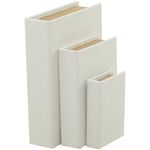 Deco 79 Linen Faux Storage Book Box, Set of 3 12", 9", 6"H, White