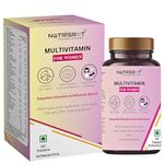 NUTRISROT̖ Complete Multivitamin Supplement For Women with Hyaluronic Acid, Vitamin A, B Complex, Vitamin B12, C, D3, K2-7, Biotin, Folate| Calcium, Magnesium, Iron, Zinc, Selenium| For Skin Glow, Immunity, Energy, Bone & Brain Health (60 tabs)