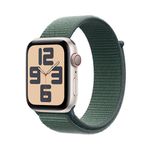 Apple Watch SE (2nd Gen) GPS+Cellular 44mm Smartwatch with Starlight Aluminium Case with Lake Green Sport Loop - One Size. Fitness & Sleep Trackers, Crash Detection, Heart Rate Monitor, Carbon Neutral