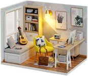 piberagi DIY Miniature Dollhouse Kit, 1:32 Scale Creative Room Mini Wooden Doll House with Furniture Plus Dust Proof for Kids Teens Adults(Study Room)