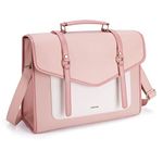 ECOSUSI Laptop Bag for Women 15.6 inch PU Leather Large Ladies Messenger Bag Professional Work Briefcase Computer Satchel Bag,Pink