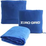 Zero Grid Premium Lightweight Wearable Super Soft Travel Blanket with Neck Snaps, Cozy Footpockets and Zipper Pouch (Royal Blue)